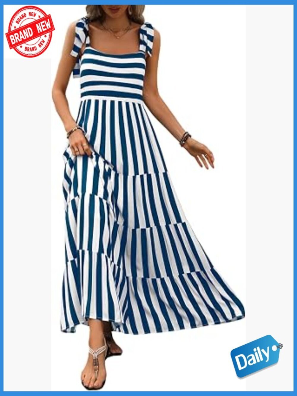 Sleeveless Floral Maxi Dress Spaghetti Strap Tiered Flowy Beach Long